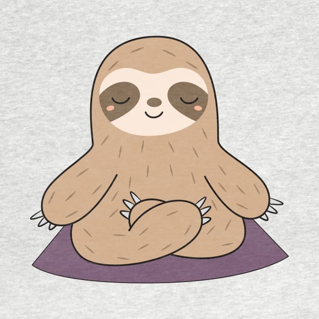 Kawaii Cute Yoga Meditating Sloth by wordsberry